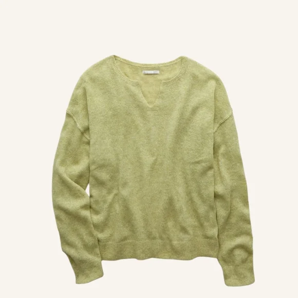 Nwt AE Green Reverse Notch Neck Oversized Sweater Size Large - Picture 3 of 5